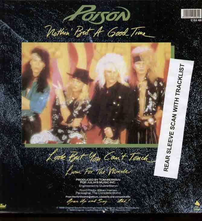POISON - NOTHIN BUT A GOOD TIME 3 TRACK GATEFOLD PICTURE SLEEVE - 12 inch 45 rpm