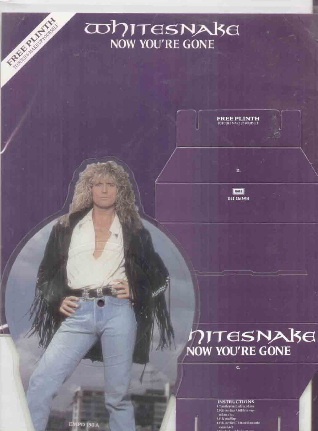 WHITESNAKE - NOW YOURE GONE SHAPED PICTURE DISC+PLINTH - 7inch (SP)
