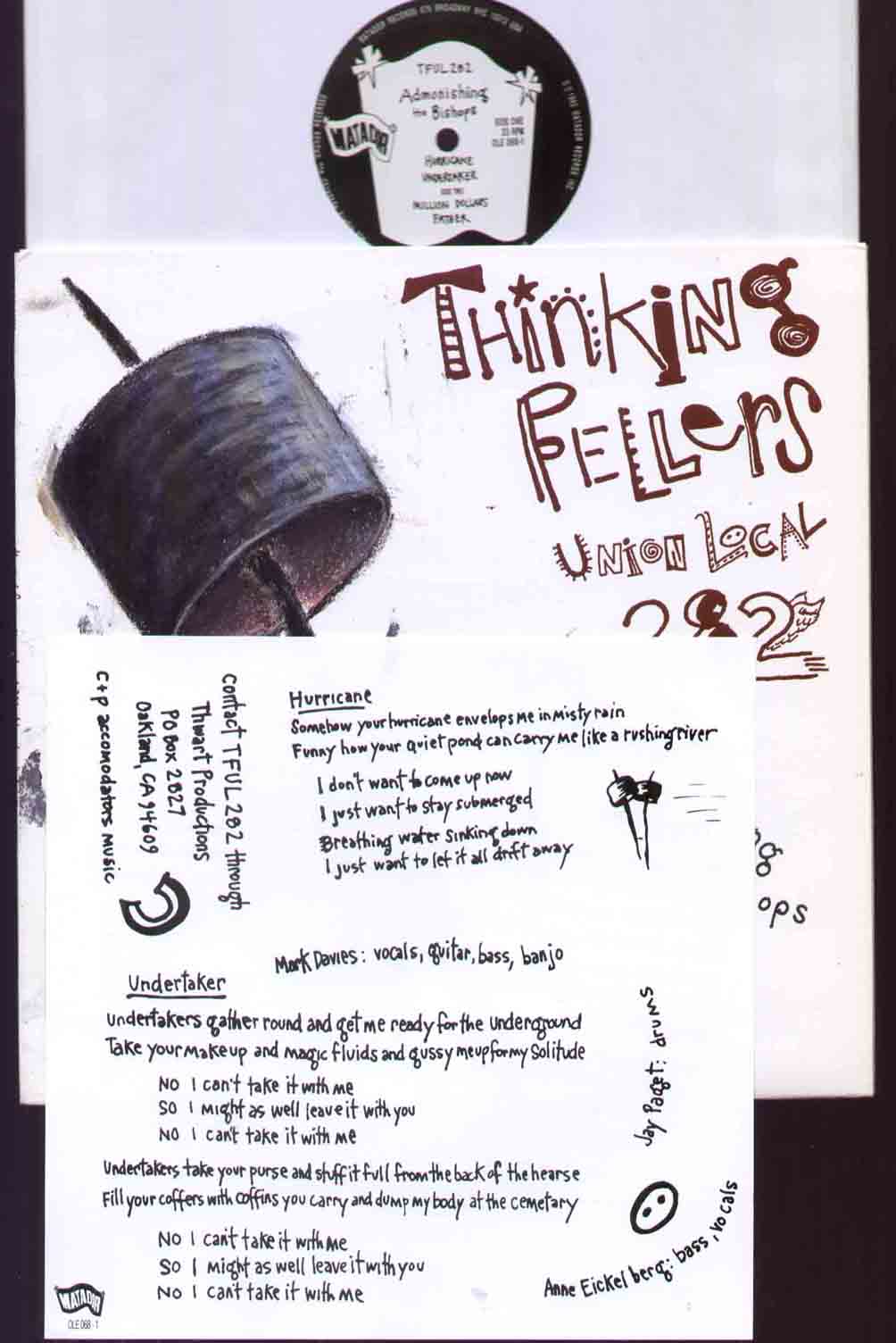 THINKING FELLARS UNION LOCAL - ADMONISHING THE BISHOPS 1993 MINT AND UNPLAYED 4 TRK superb post rock ep WITH HURRICANE / UNDERTAKER - 25 cm