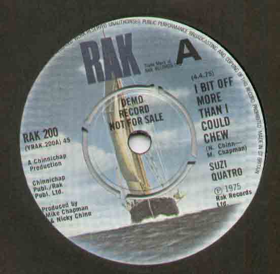 SUZI QUATRO - I BIT OFF MORE DEMO ISSUE B/W RED HOT ROSIE property of studio stamped on side 2 - 45T (SP 2 titres)