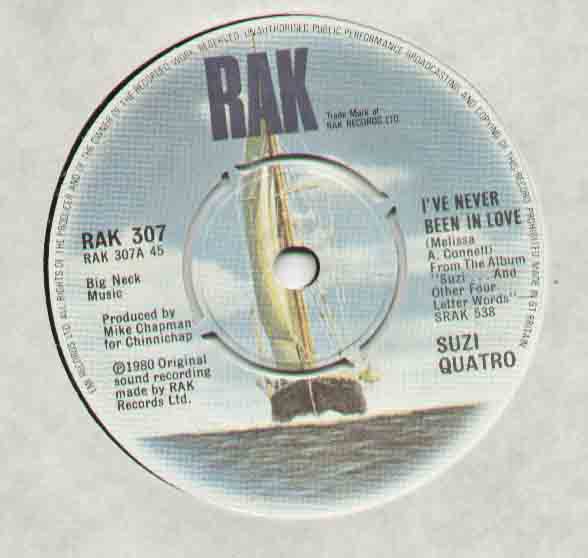 SUZI QUATRO - I'VE NEVER BEEN IN LOVE B/W STARLIGHT LADY RAK307 VINYL IS MINT AND LOOKS UNPLAYED - 45T (SP 2 titres)
