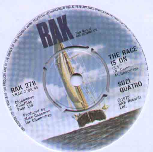 SUZI QUATRO - RACE IS ON B/W NON CITIZEN RAK278 - 45T (SP 2 titres)