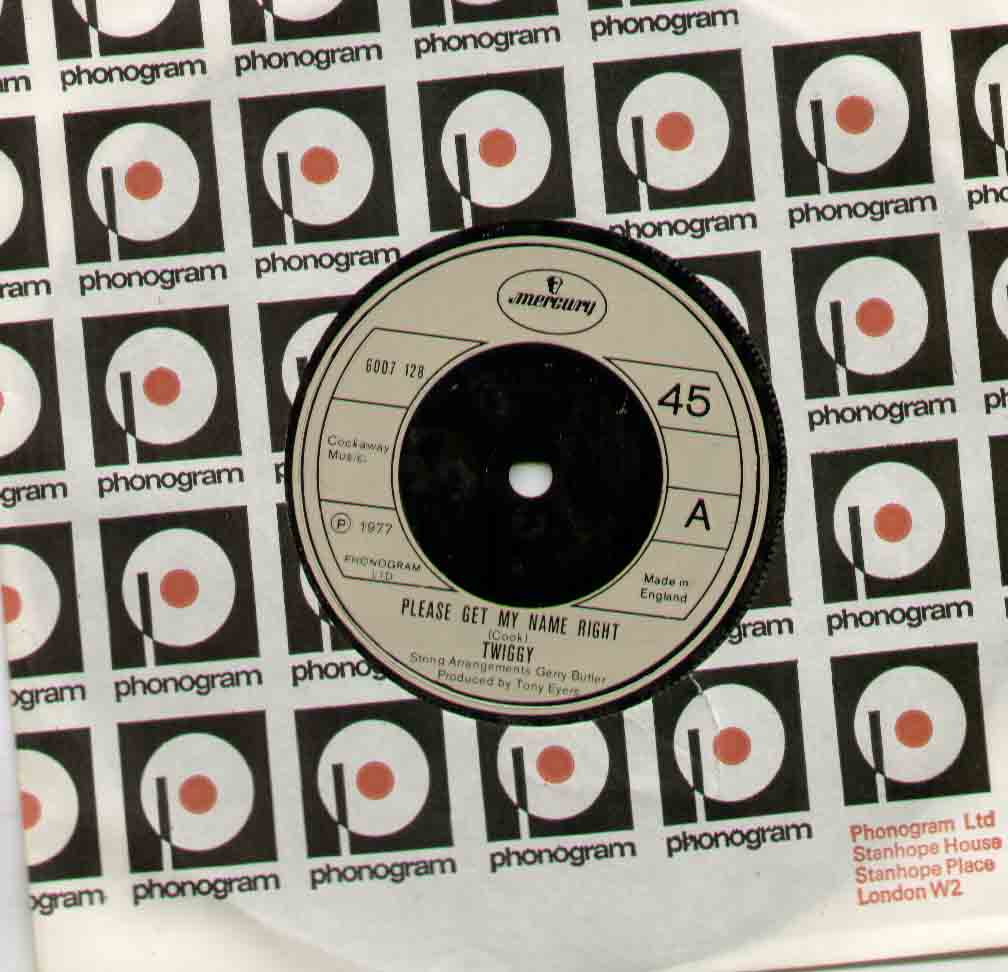 TWIGGY - PLEASE GET MY NAME RIGHT 1977 UNPLAYED ORIGINAL B/W 20/20 - 45T (SP 2 titres)