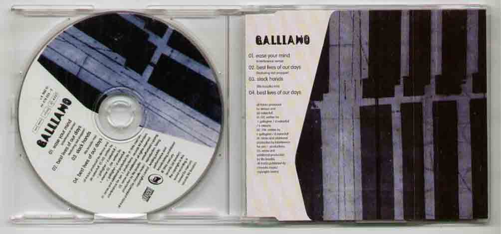 GALLIANO - EASE YOUR MIND UNPLAYED 4 4 TRACK WITH INTERFERENCE REMIX - BEST LIVES OF OUR DAYS FEAT RED SNAPPER  - CD