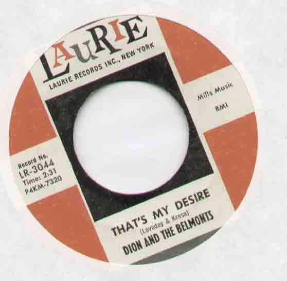DION - THAT'S MY DESIRE B/W WHERE OR WHEN 3044 - 7inch (SP)