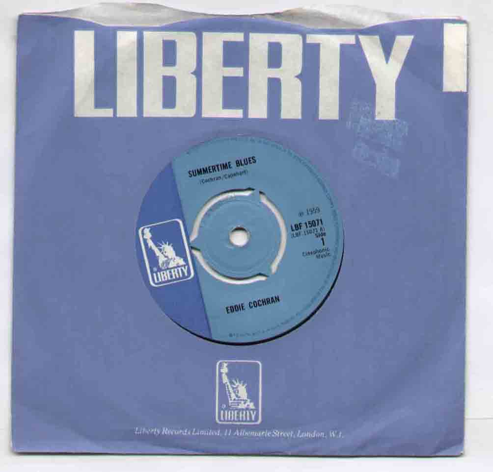 EDDIE COCHRAN - SUMMERTIME BLUES BLUE LABEL B/W LETS GET TOGETHER LBF1507 - 7inch (SP)