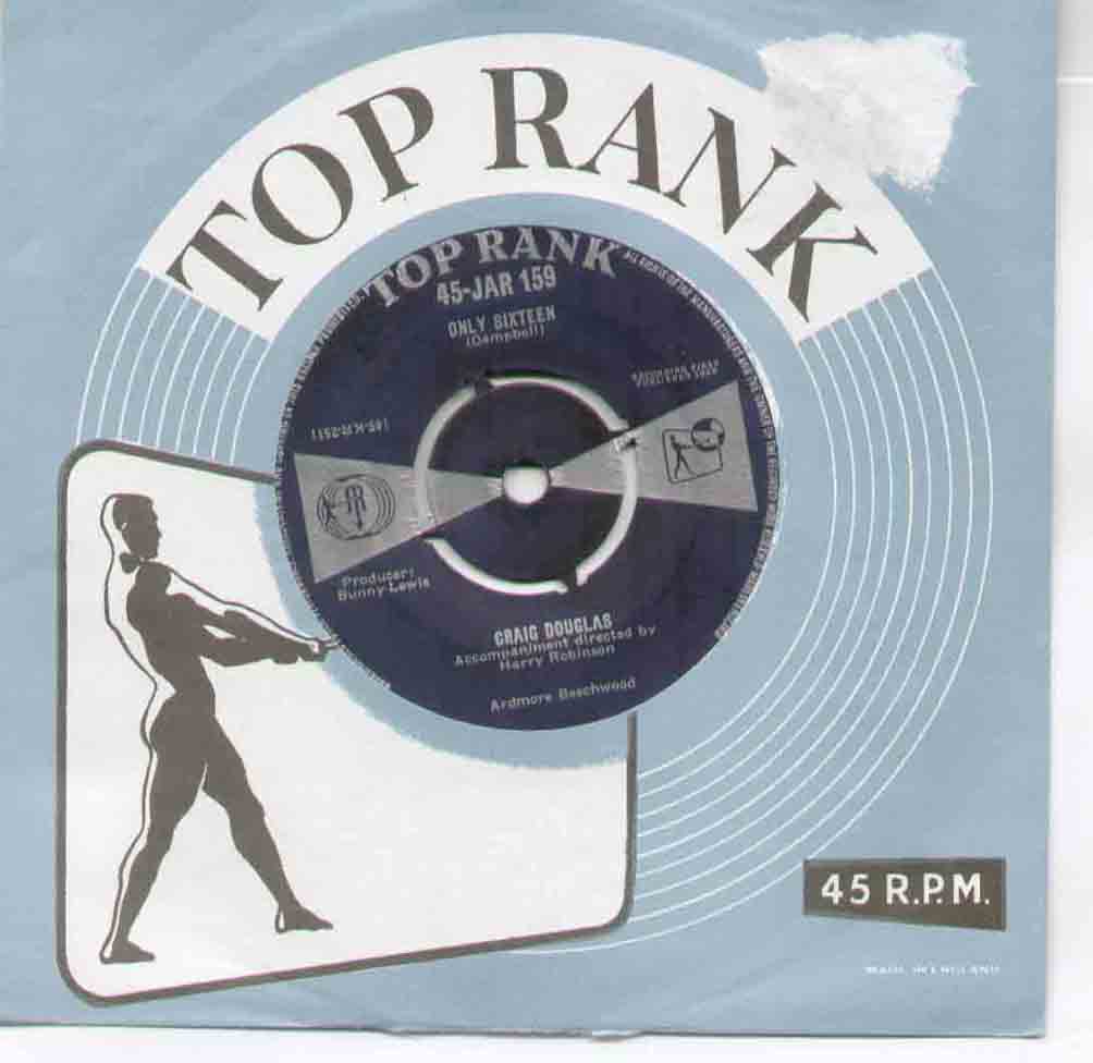CRAIG DOUGLAS - ONLY SIXTEEN 1958 b/w my first love affair - disc has light scuffing but plays fine - 7inch (SP)