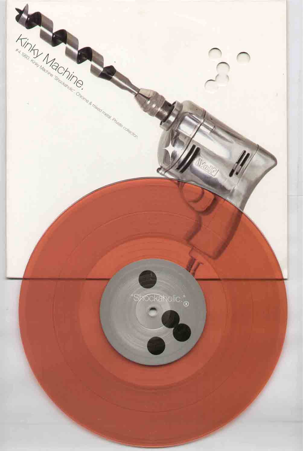 KINKY MACHINE - SHOCKAHOLIC UNPLAYED 4 TRK RED VINYL - B/W SUPERNATURAL - GOING OUT WITH GOD - TIME BOMB - 25 cm