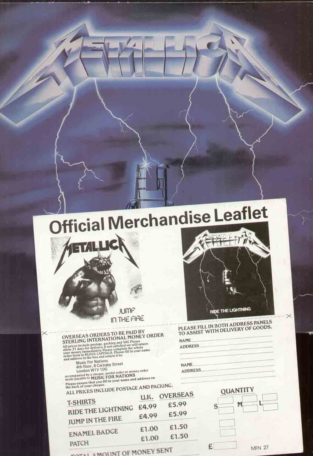 Metallica - Ride The Lightning Single