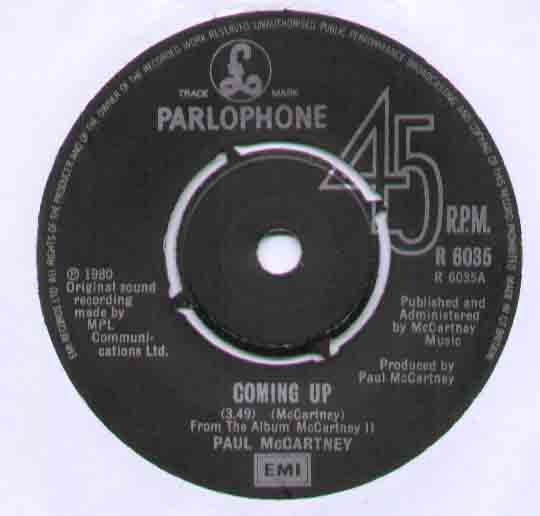 Paul McCartney Coming+Up 7''