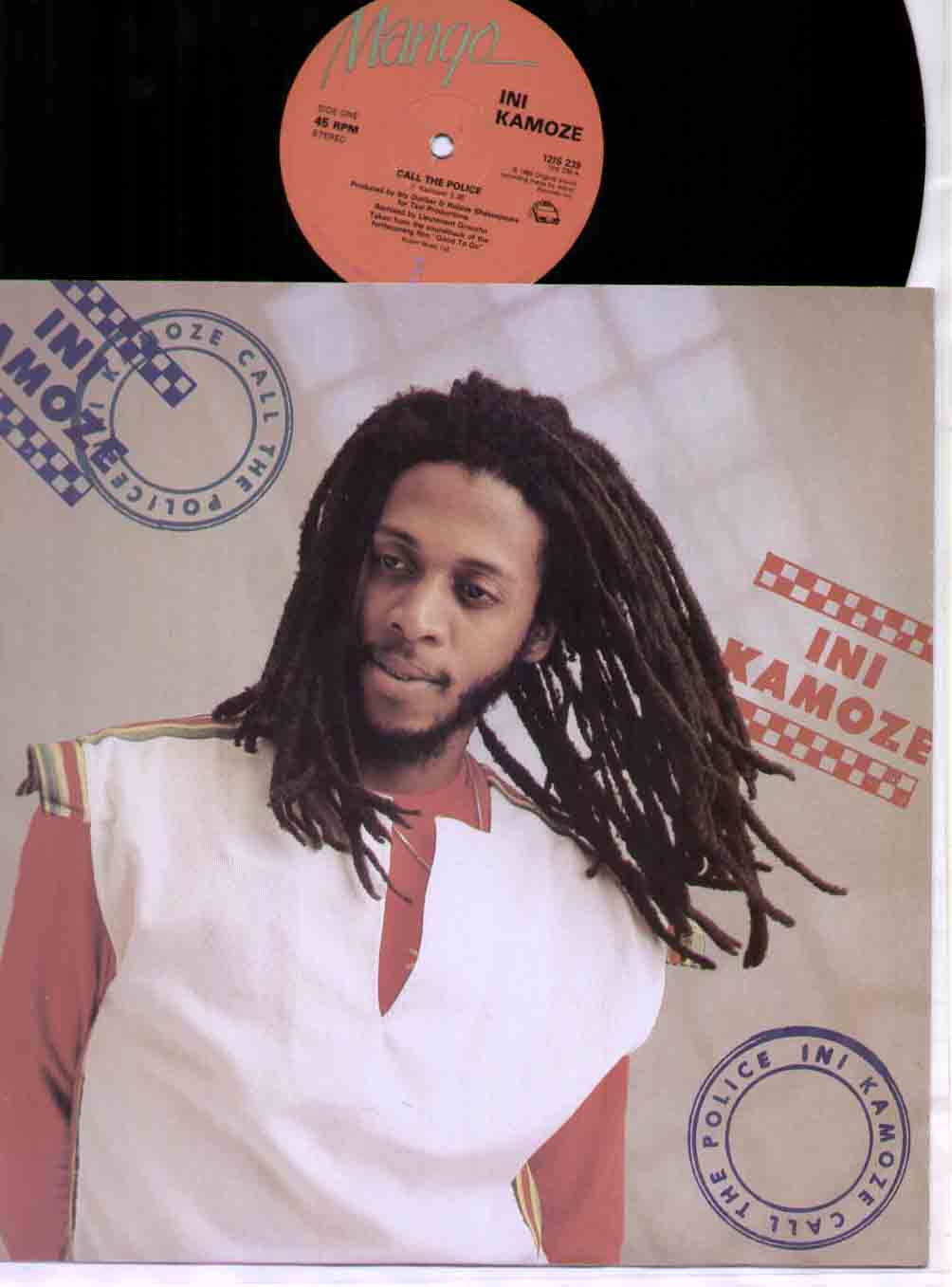 INI KAMOZE - CALL THE POLICE 1985 original 2 track b/w maxi taxi - mint unplayed copy - hard to find in such nice - Maxi 45T